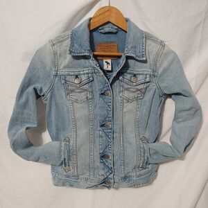 Excellent Vintage Y2K A&F Distressed Faded Light Wash Jean Jacket Women's Small